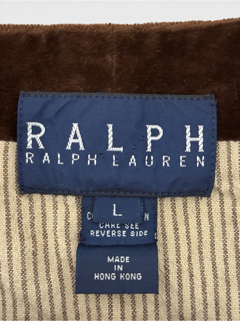VTG RALPH by Ralph Lauren Chocolate Brown Velvet Leather Lace Up Sleeveless Top - Picture 3 of 5